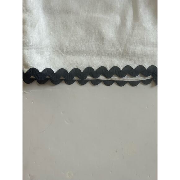 J Crew Pencil Midi Skirt 100% Linen Size 12 White w/ Navy Rickrack Trim Worn 1X - Picture 7 of 10